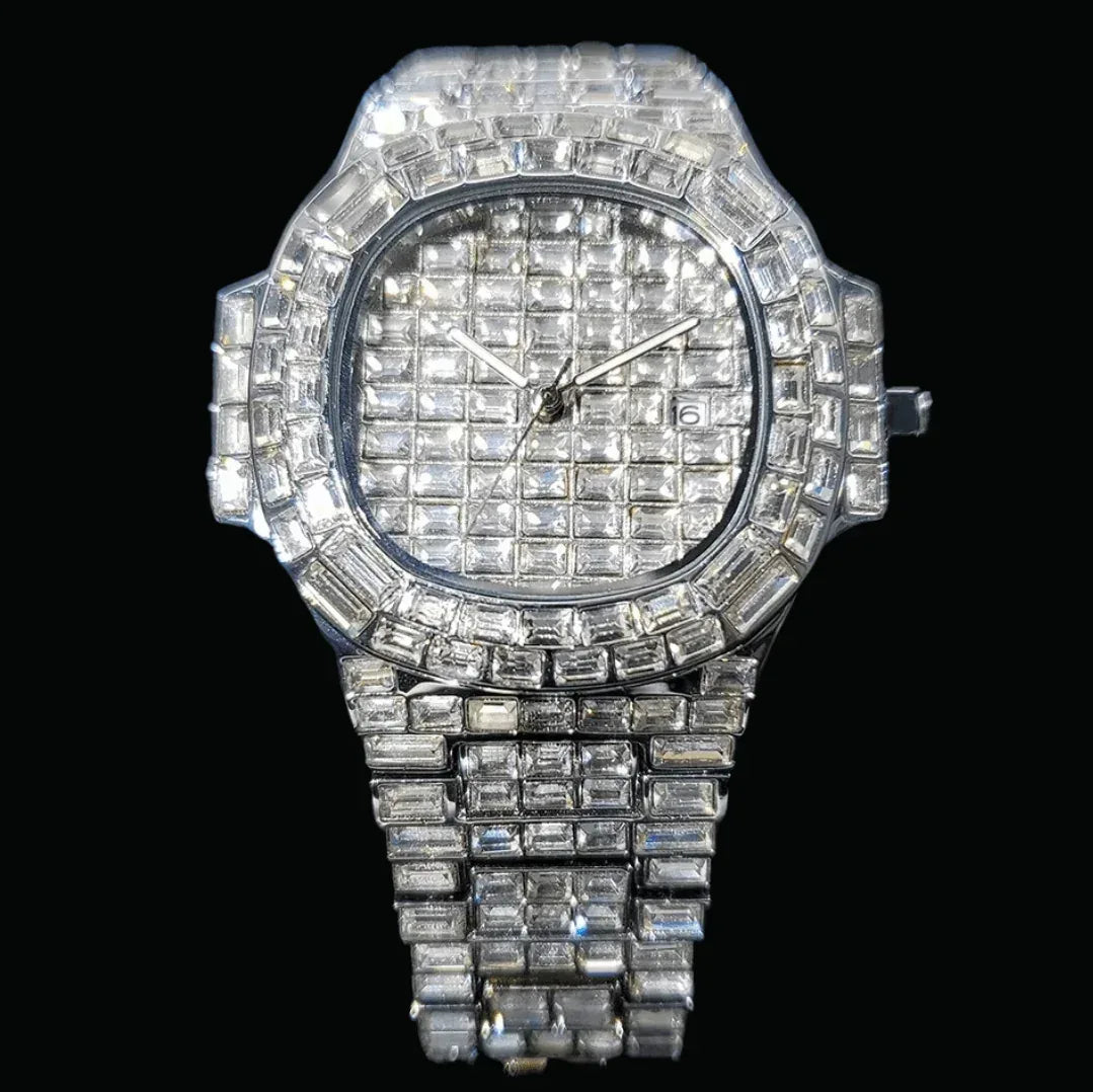 Fully Lab Iced Out Watch – Luxury Hip Hop Timepiece - CaratixJewelry